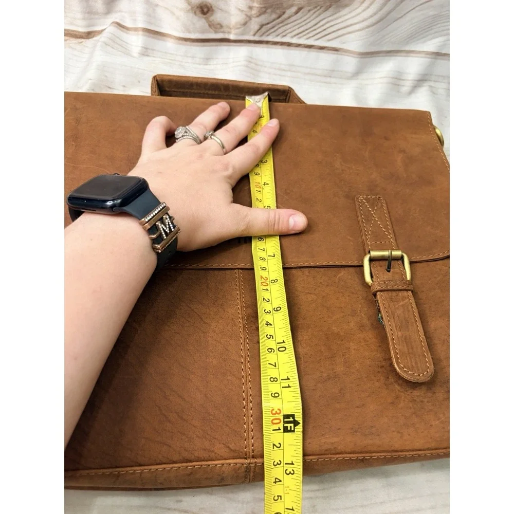 HLC Genuine Leather Laptop Messenger Bag Briefcase 16